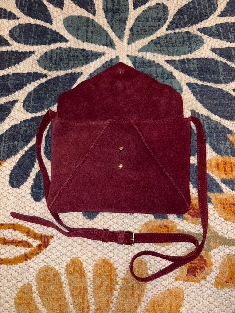 Moda Luxe Burgundy Suede Envelope Crossbody